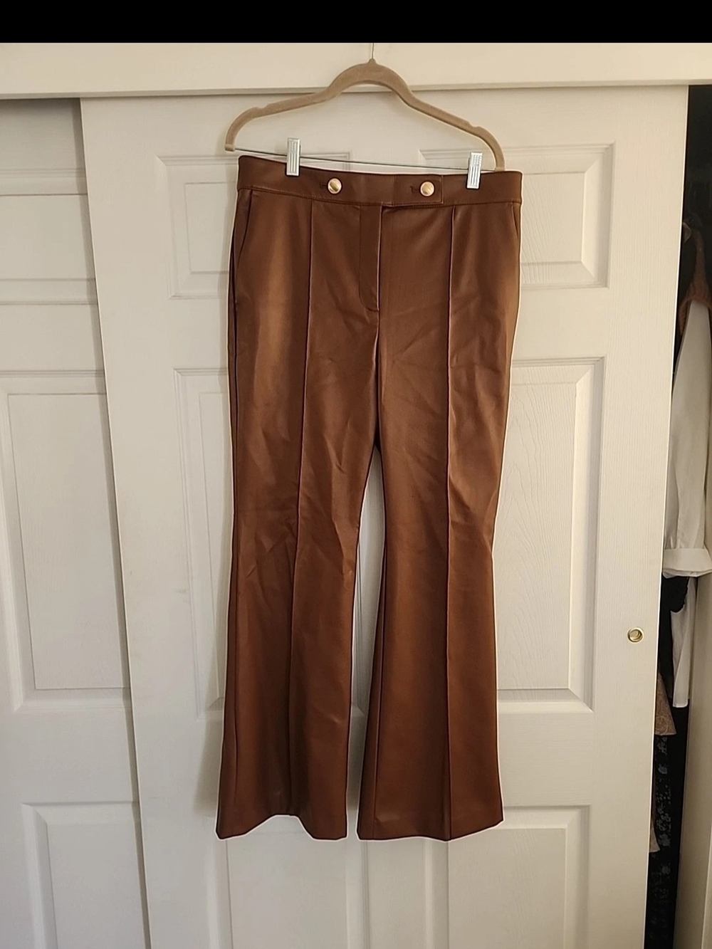 💕5/$25 LOFT Brown Flare Pants with Gold Buttons